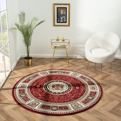 Oriental 511 Red Traditional Round Rug Saray Rugs