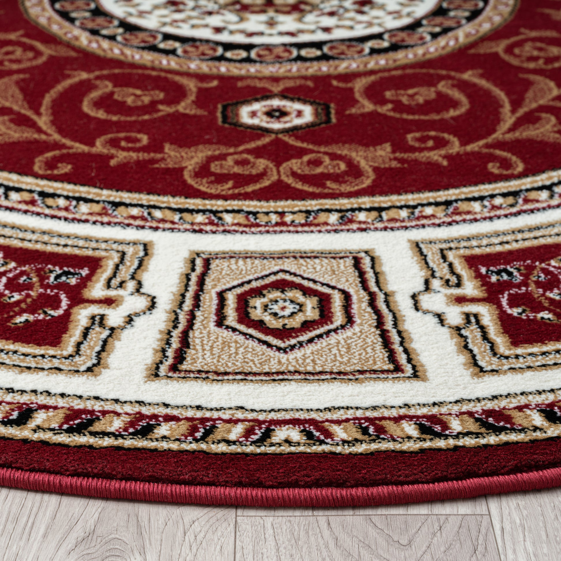 Oriental 511 Red Traditional Round Rug Saray Rugs