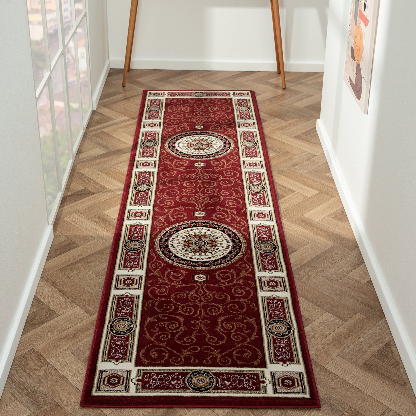 Oriental 511 Red Traditional Hallway Runner Saray Rugs