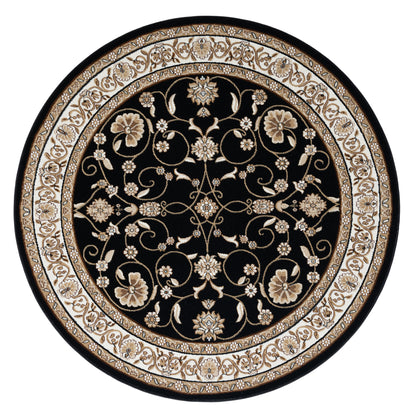 Oriental 512 Black Traditional Round Rug Saray Rugs