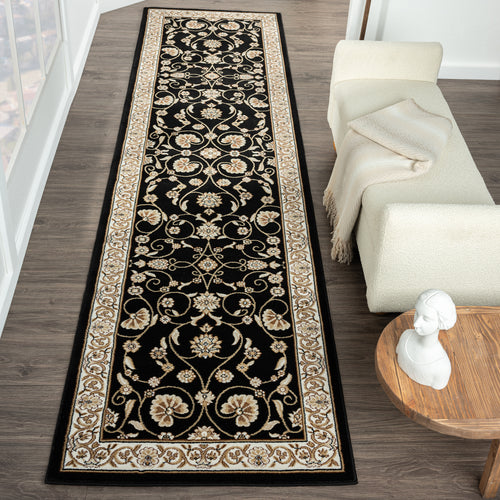 Oriental 512 black Traditional Hallway Runner Saray Rugs