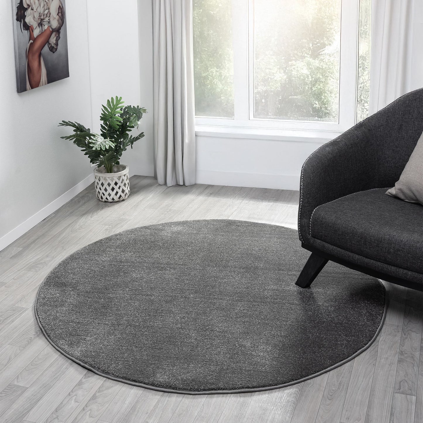 Europa 1000 Dk Grey Round Rug Saray Rugs