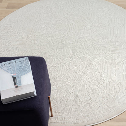 Fabled 471 Ivory Serene Modern Round Rug Saray Rugs