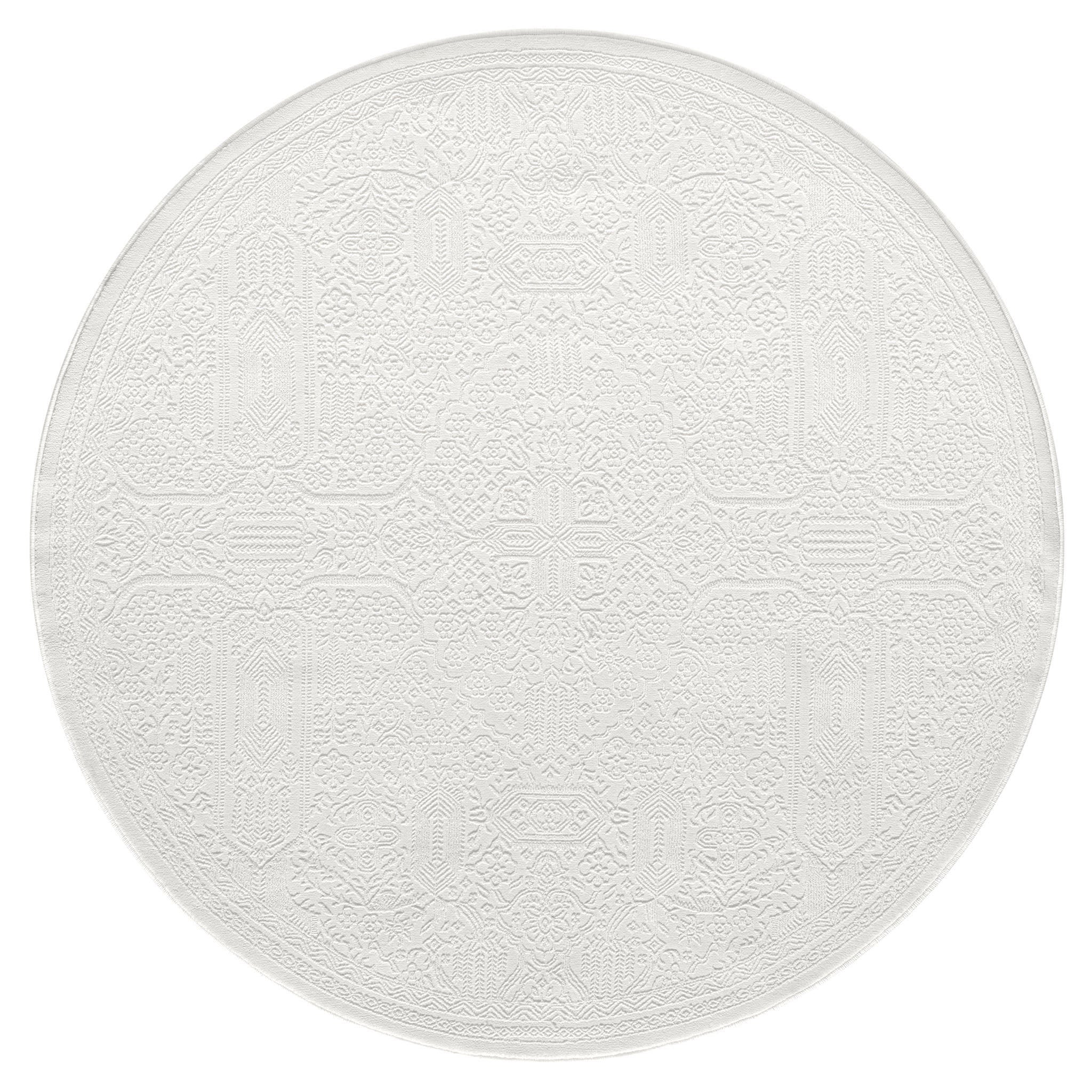 Fabled 471 Ivory Serene Modern Round Rug Saray Rugs