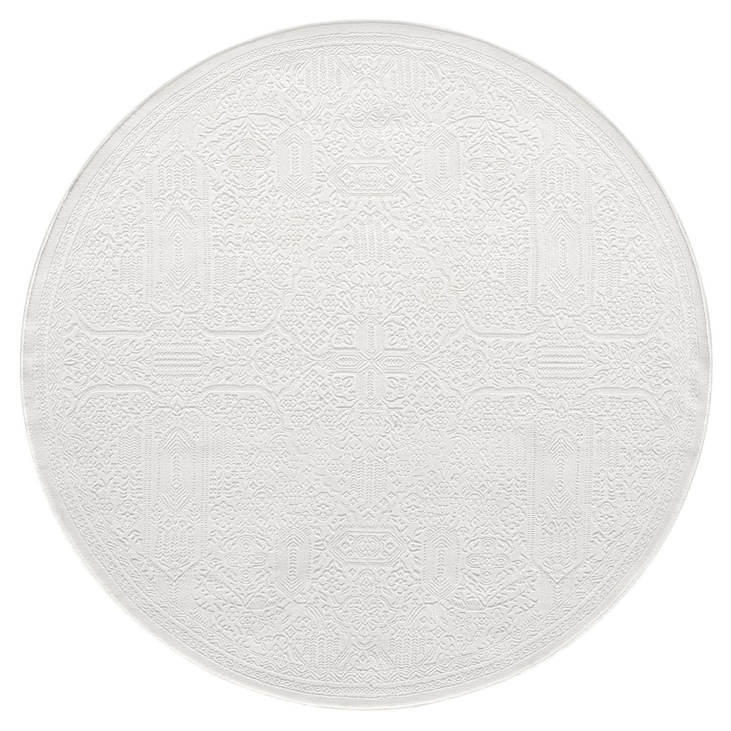 Fabled 471 Ivory Serene Modern Round Rug Saray Rugs