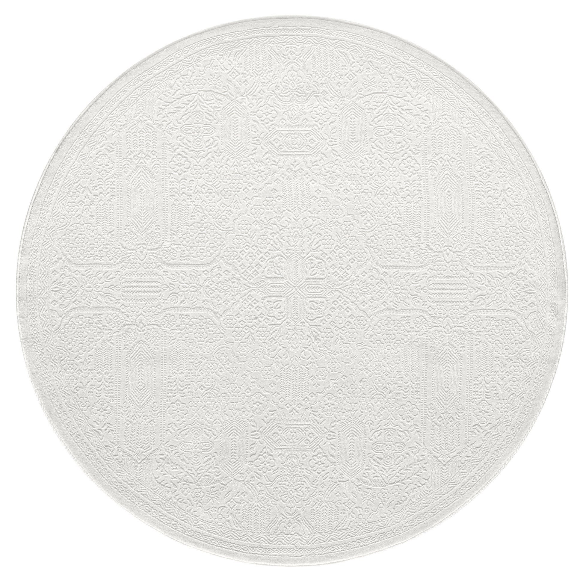 Fabled 471 Ivory Serene Modern Round Rug Saray Rugs