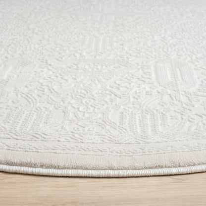 Fabled 471 Ivory Serene Modern Round Rug Saray Rugs