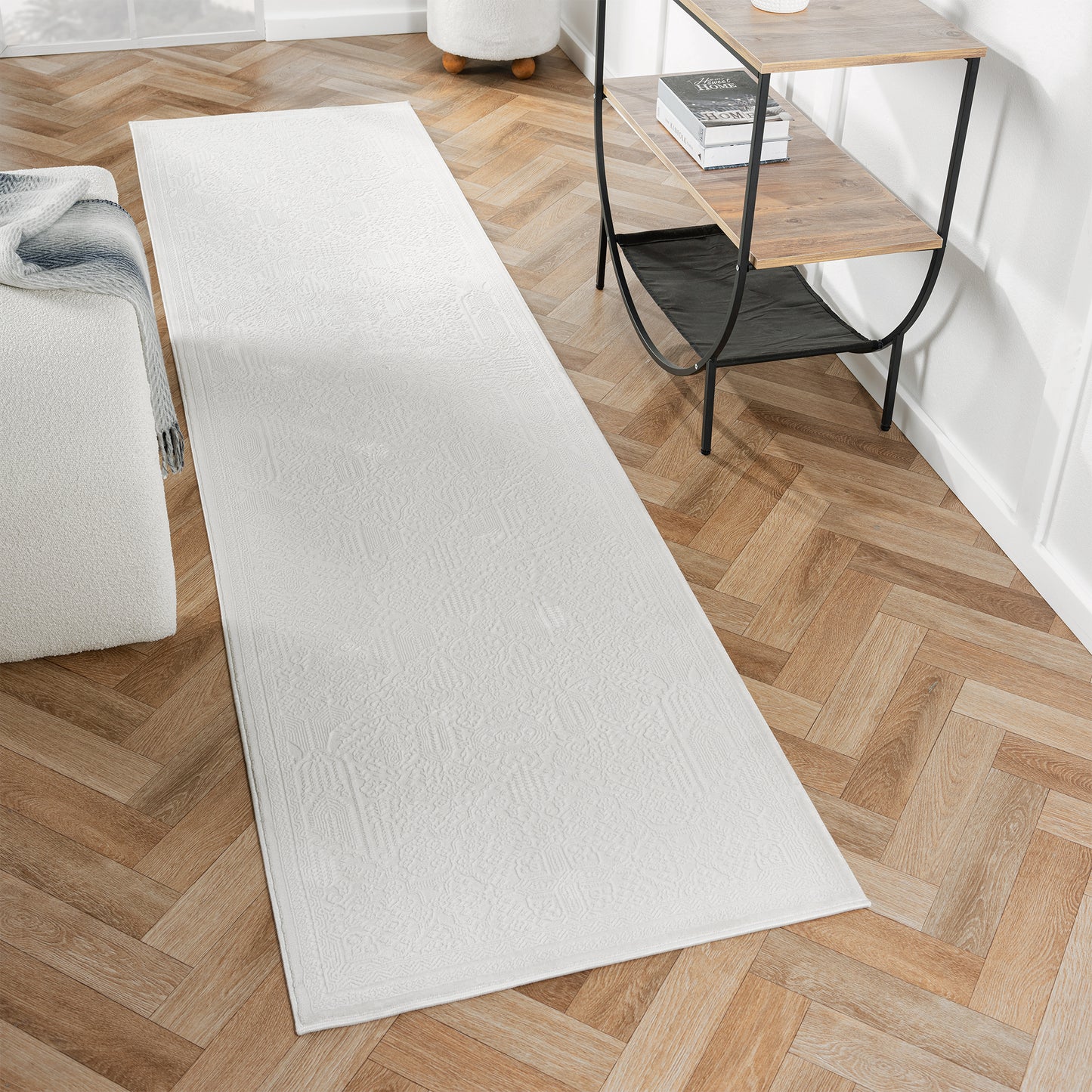 Fabled 471 Ivory Serene Modern Hallway Runner Rug Saray Rugs