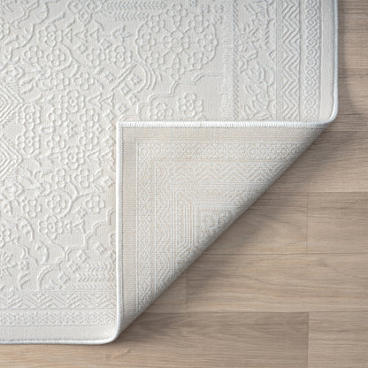 Fabled 471 Ivory Serene Modern Hallway Runner Rug Saray Rugs