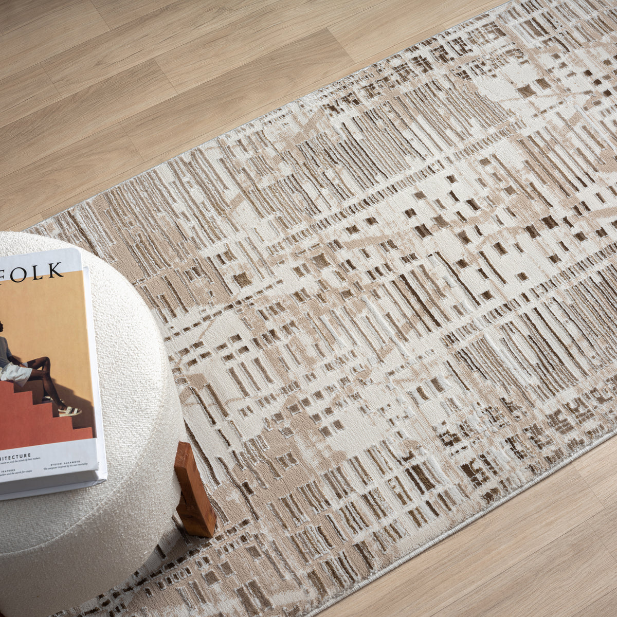 Fabled 473 Taupe Modern Hallway Runner Rug