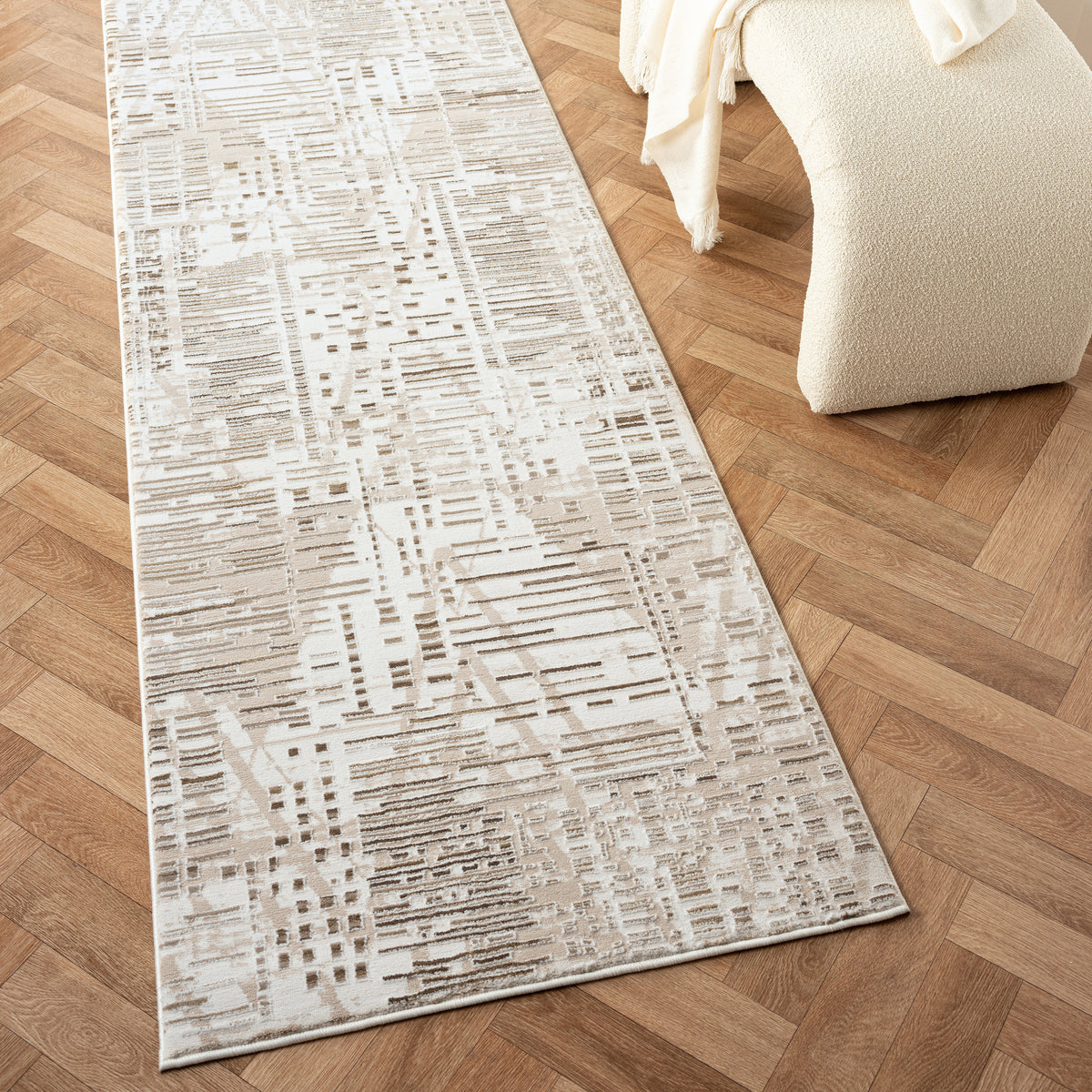 Fabled 473 Taupe Modern Hallway Runner Rug