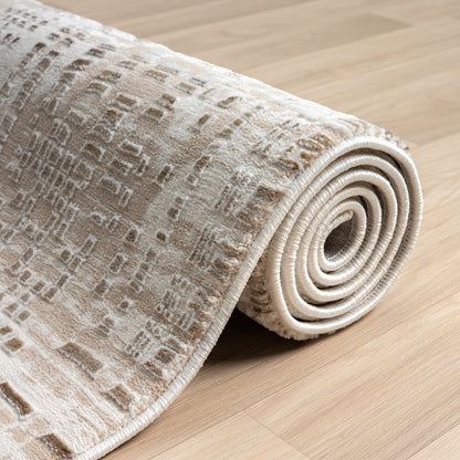 Fabled 473 Taupe Modern Hallway Runner Rug