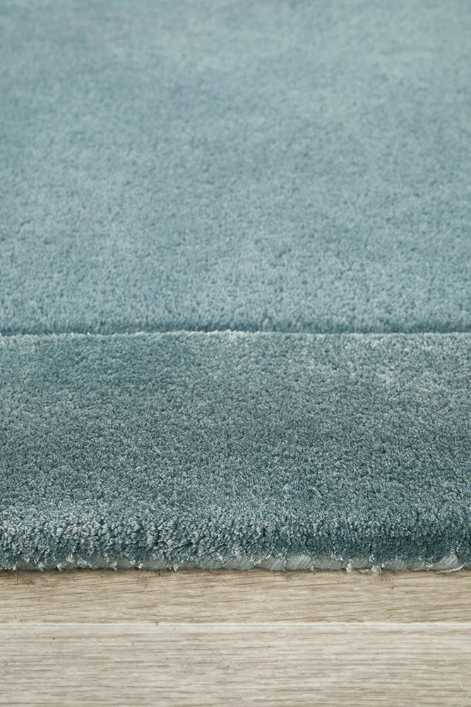 Hunter Blue Wool-Viscose  Runner Rug Rug Culture
