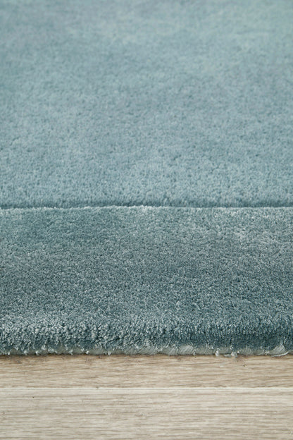 Hunter Blue Wool-Viscose Rug Rug Culture