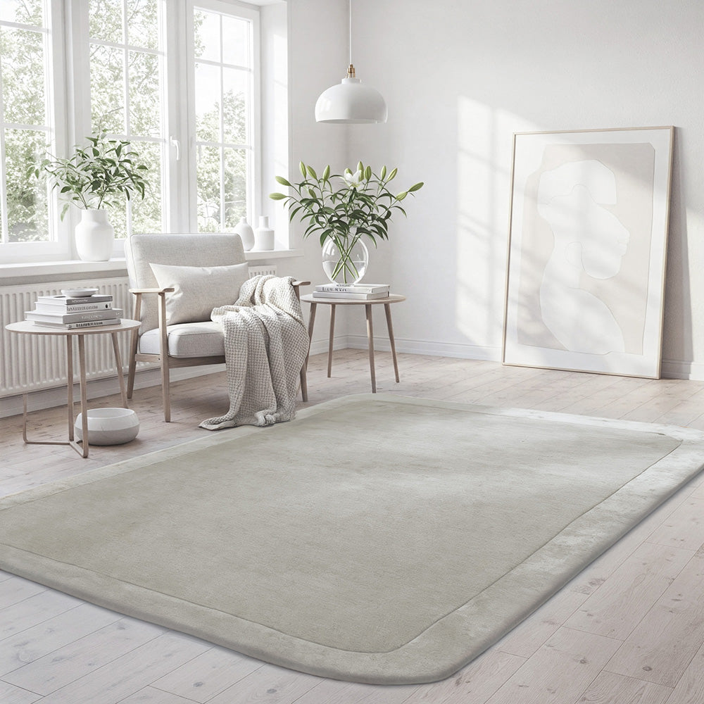 Hunter Silver Wool-Viscose Rug Rug Culture