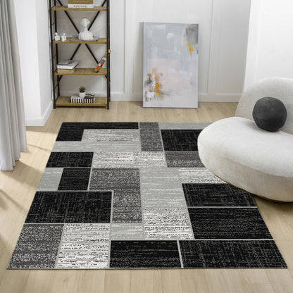 Budget Rugs 448 grey square Rug
