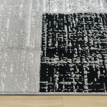 Budget Rugs 448 grey square Rug
