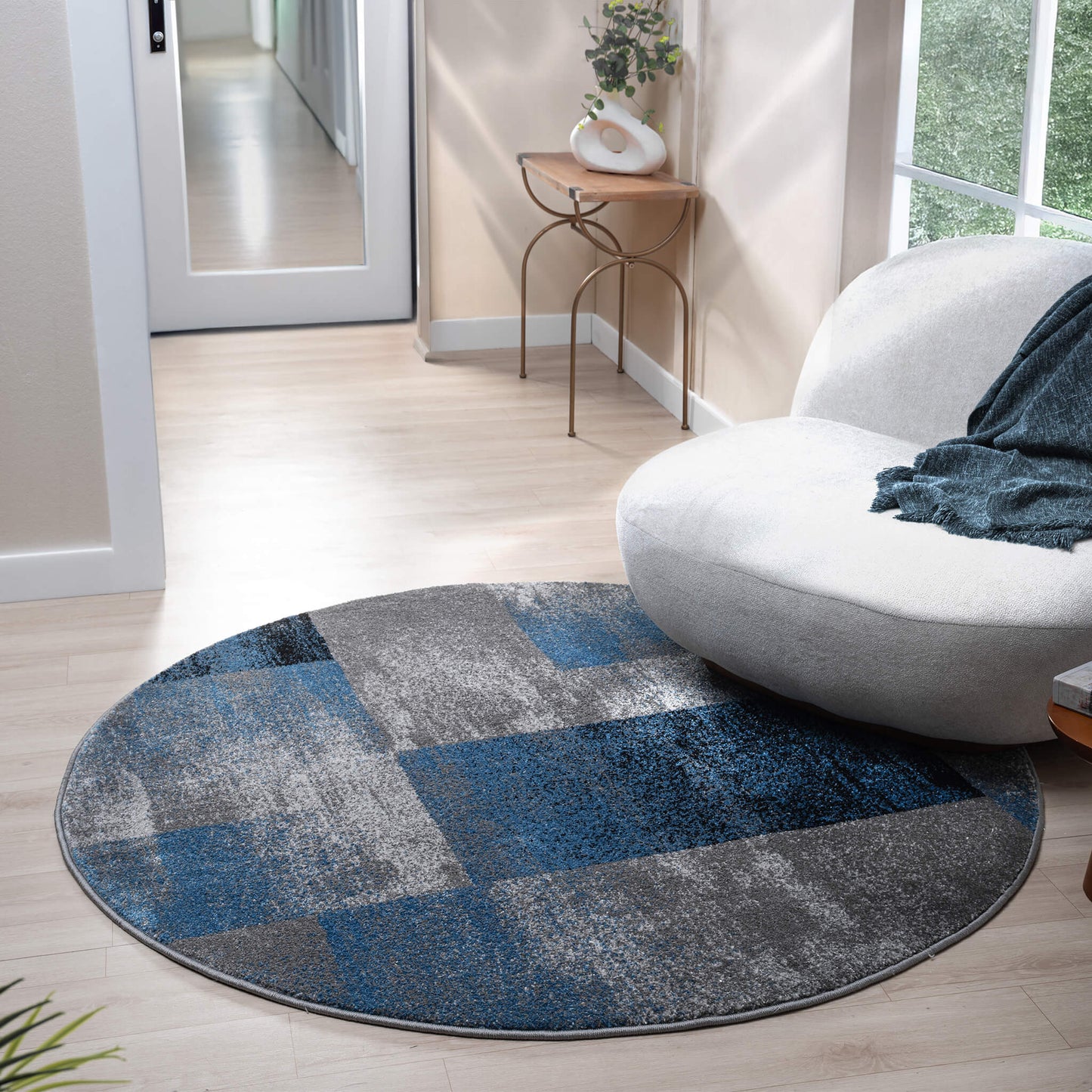 Slate 766 Blue Round Rug Saray Rugs