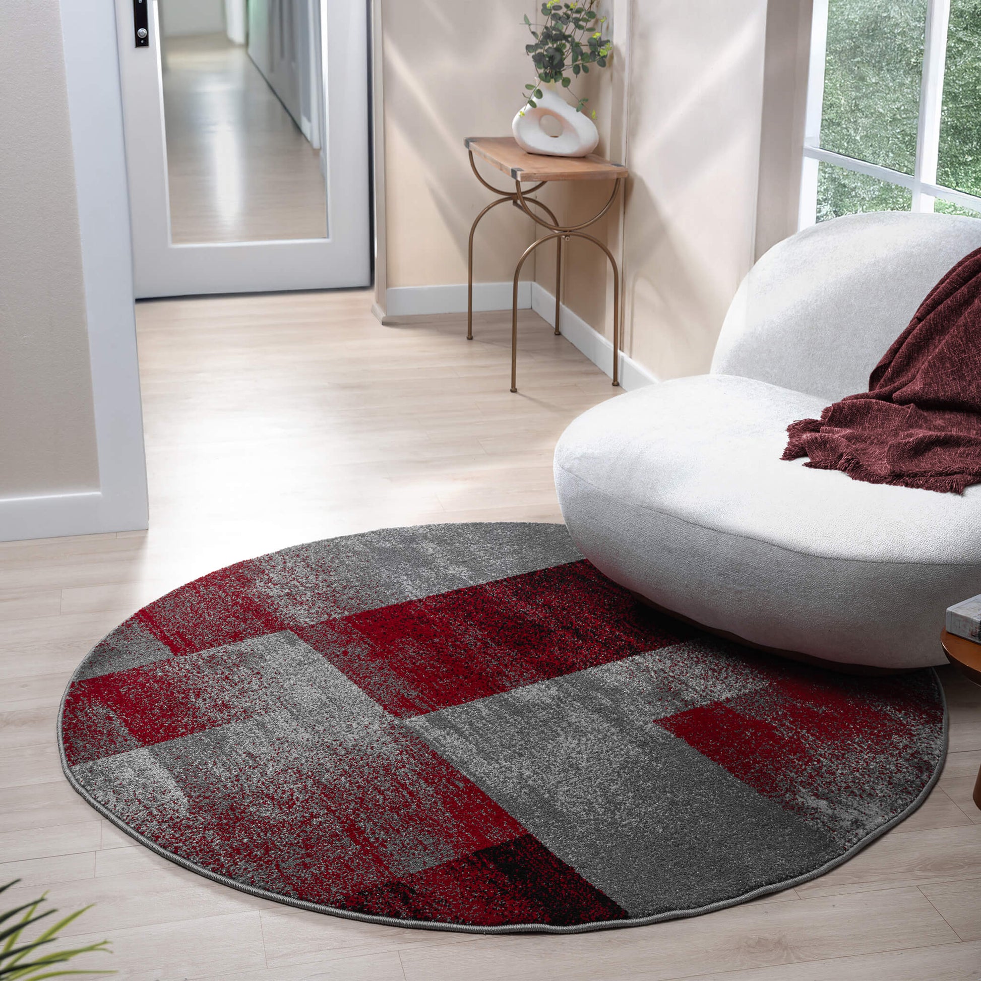 Slate 766 Red Round Rug Saray Rugs