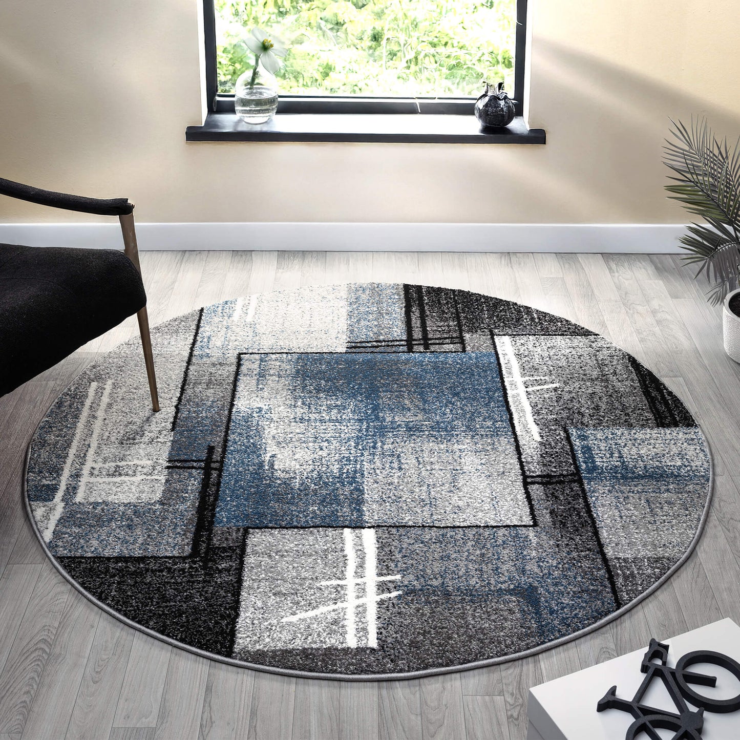 Slate 768 Blue Round Rug Saray Rugs