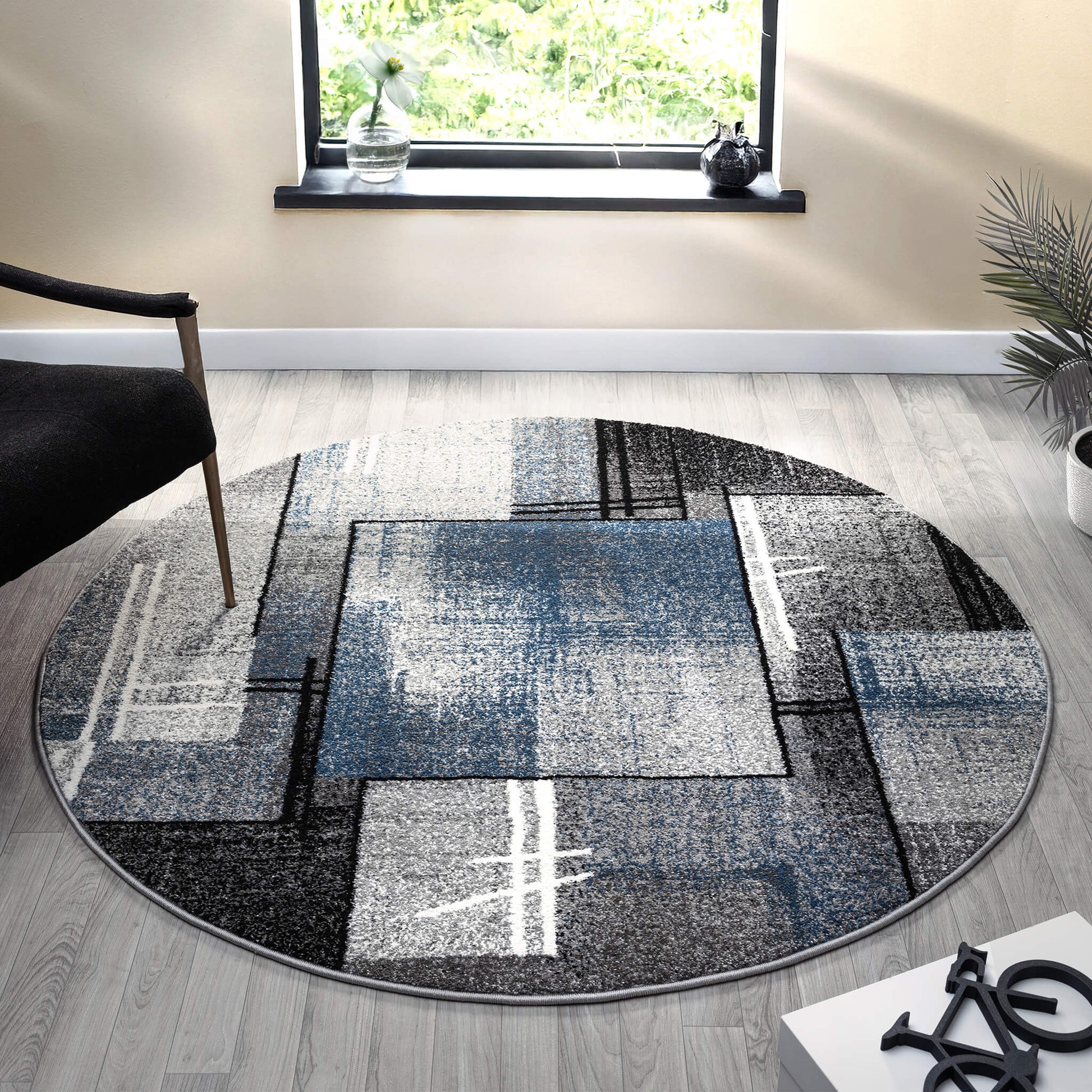 Slate 768 Blue Round Rug Saray Rugs