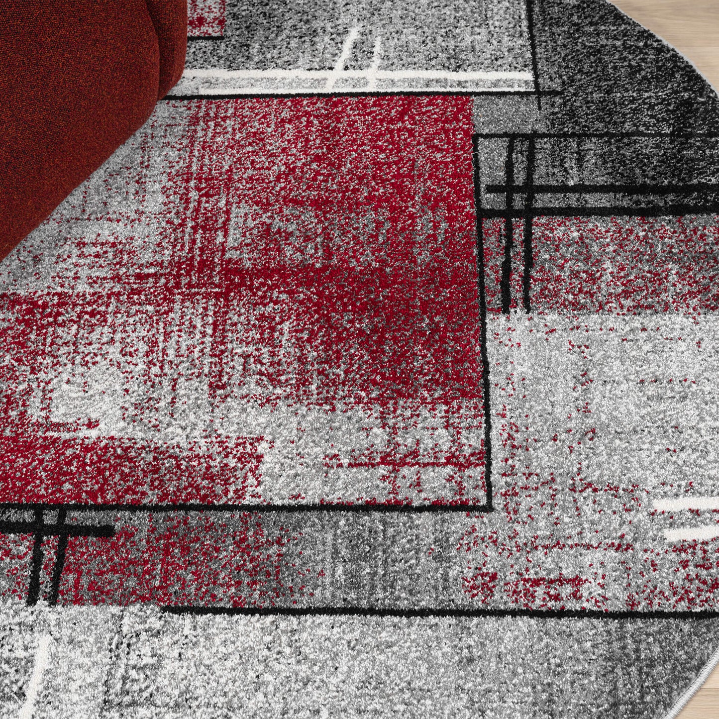 Slate 768 Red Round Rug Saray Rugs