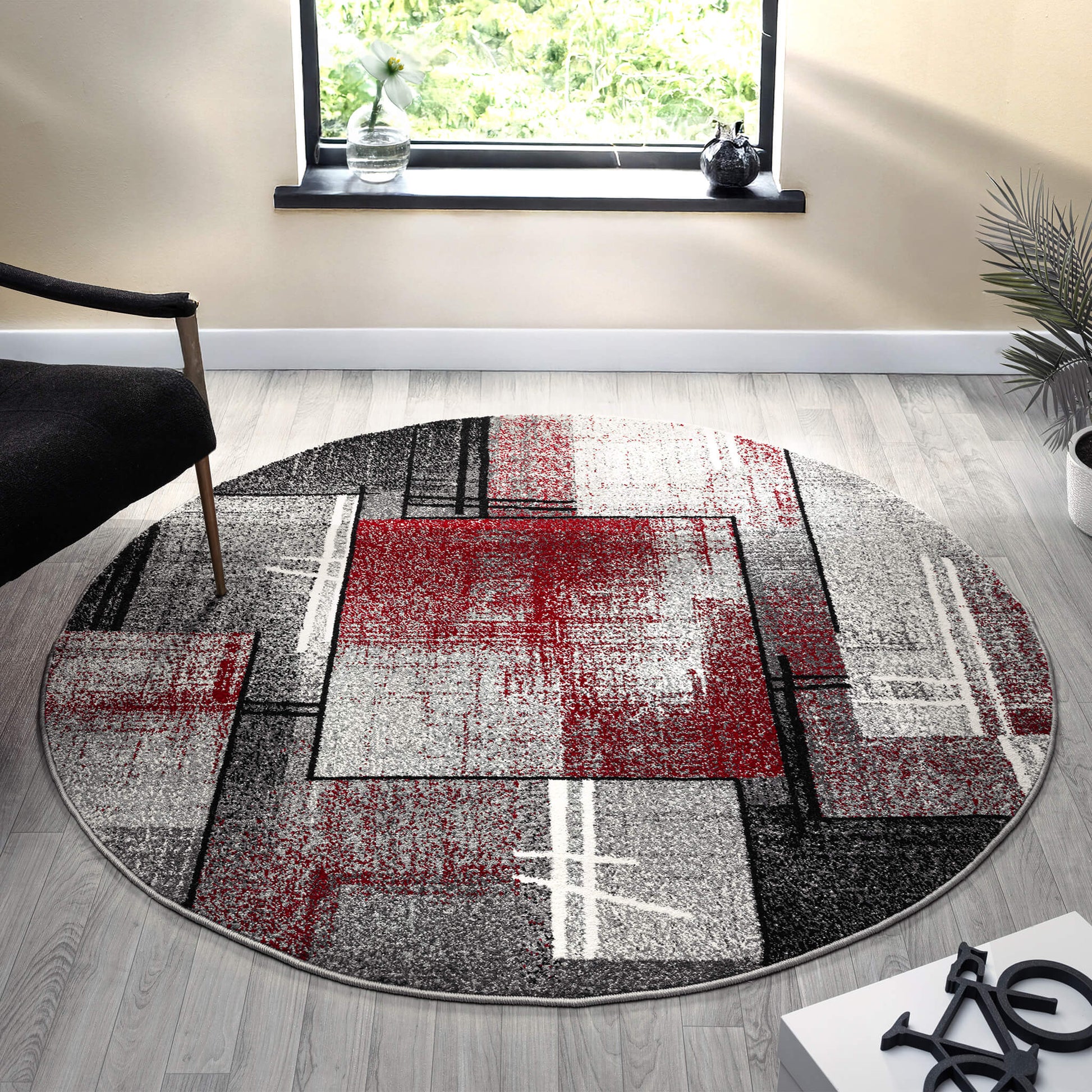 Slate 768 Red Round Rug Saray Rugs