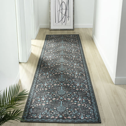 Vintage 747 Charcoal Hallway Runner Saray Rugs