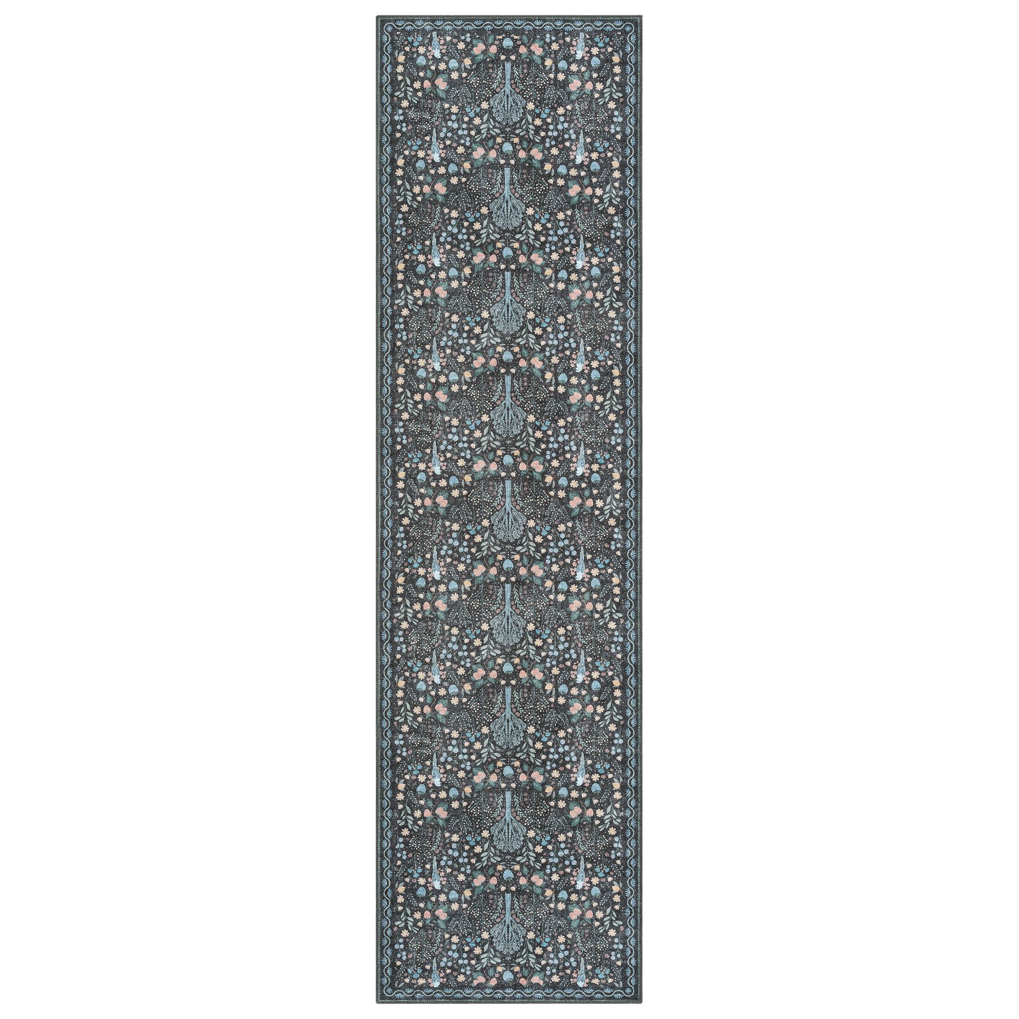 Vintage 747 Charcoal Hallway Runner Saray Rugs