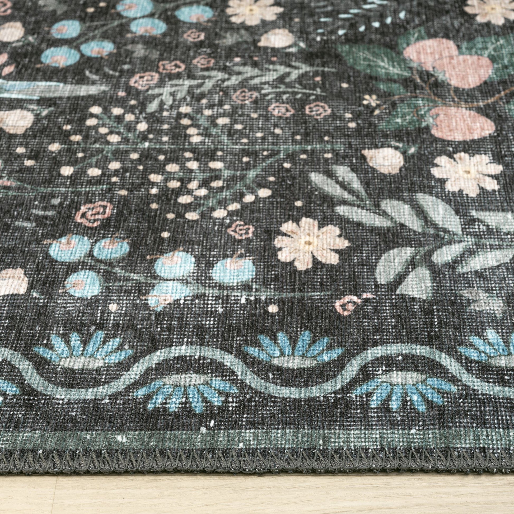 Vintage 747 Charcoal Hallway Runner Saray Rugs