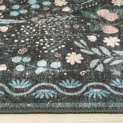 Vintage 747 Charcoal Hallway Runner Saray Rugs