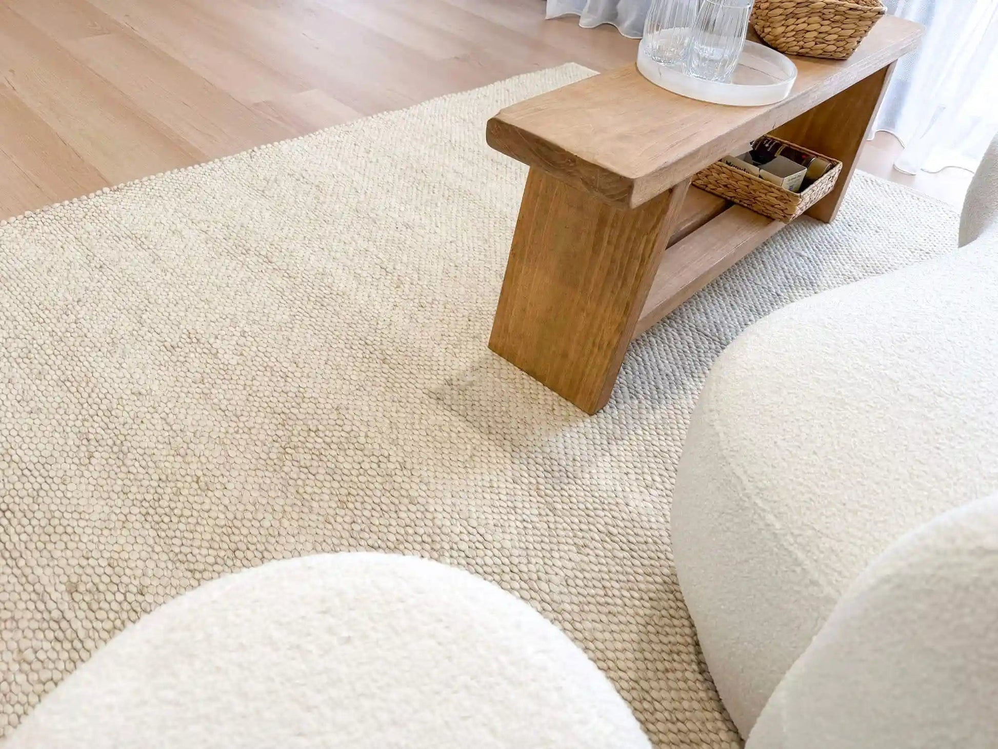 Essence Minimal Wool Weave Beige Rug The Rug Co