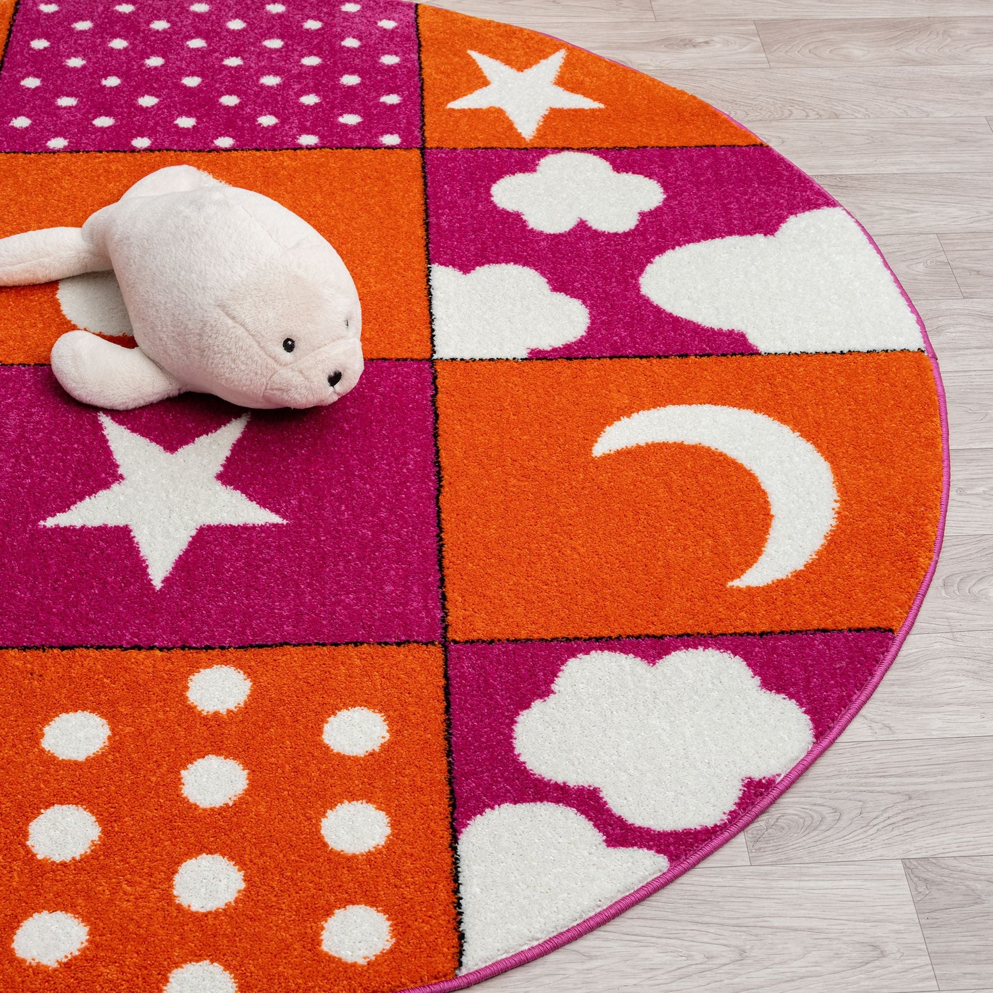 Kidsville 573 Pink Round Saray Rugs