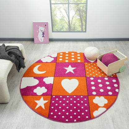 Kidsville 573 Pink Round Saray Rugs