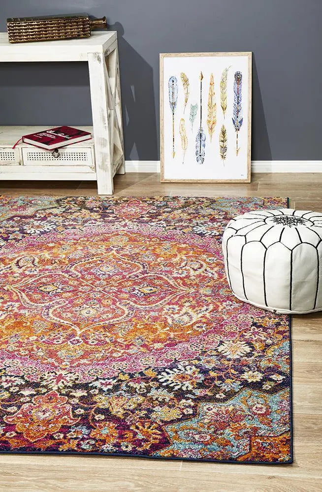 Admire 867 MULT Round Rug, Bohemian design trend Rugs, Power loomed, 100% Polypropylene Unitex
