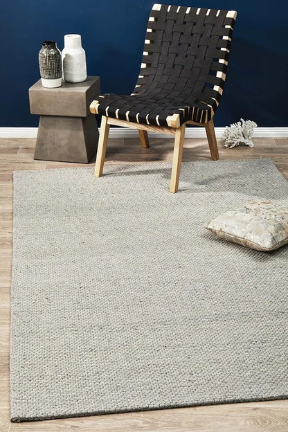 Afroza 320 Grey Wool and Viscose Rug Unitex