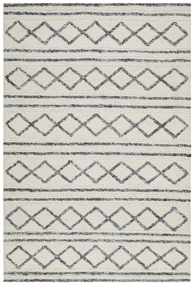Afroza 326 White Wool and Viscose Rug, 100% wool Rugs, Hand made Rugs Unitex