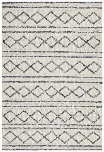 Afroza 326 White Wool and Viscose Rug, 100% wool Rugs, Hand made Rugs Unitex