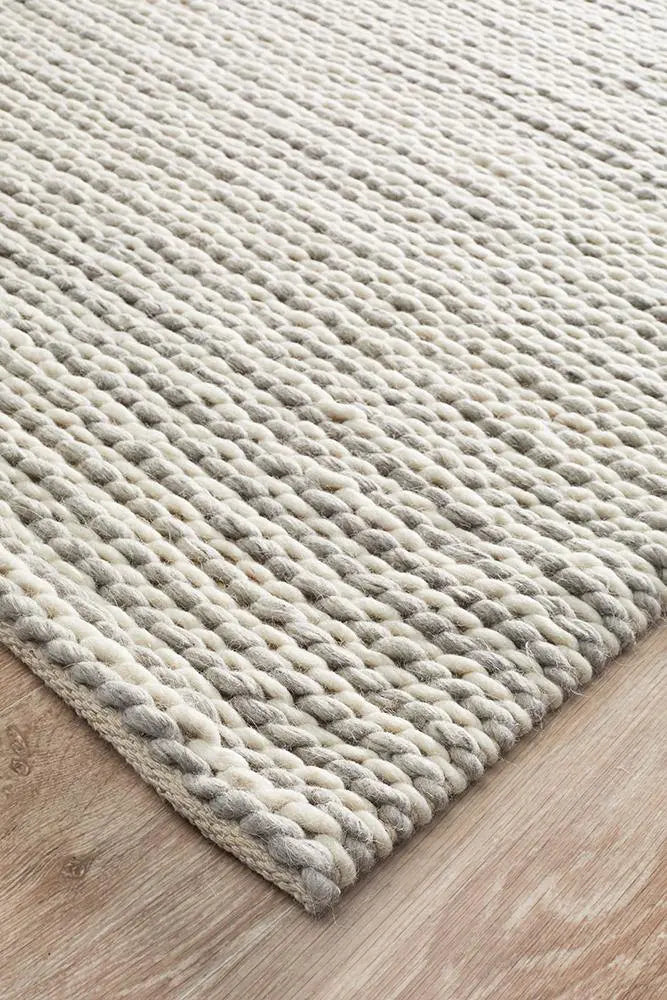 Afroza 327 White Wool and Viscose Rug Unitex