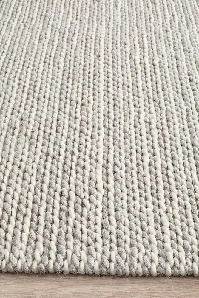 Afroza 327 White Wool and Viscose Rug Unitex
