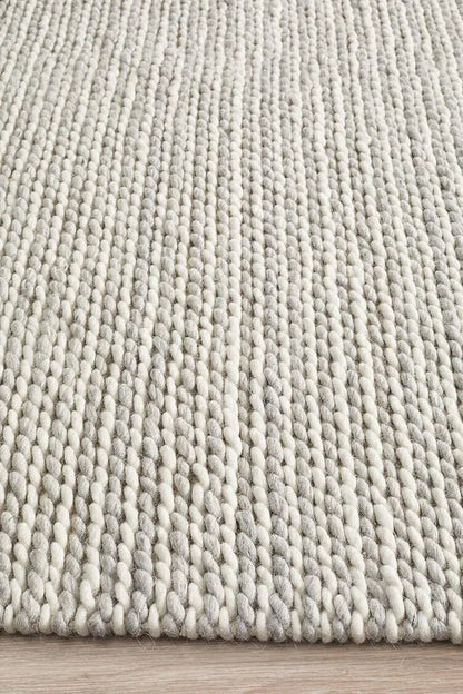 Afroza 327 White Wool and Viscose Rug Unitex