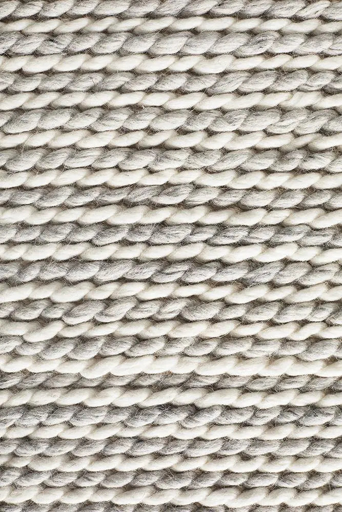Afroza 327 White Wool and Viscose Rug Unitex