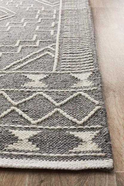 Amber 802 Grey Wool Rug, 100 % Wool Rugs, HAND LOOMED Rugs Unitex