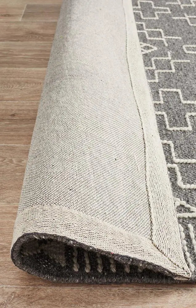Amber 802 Grey Wool Rug, 100 % Wool Rugs, HAND LOOMED Rugs Unitex