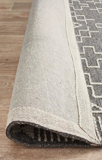 Amber 802 Grey Wool Rug, 100 % Wool Rugs, HAND LOOMED Rugs Unitex