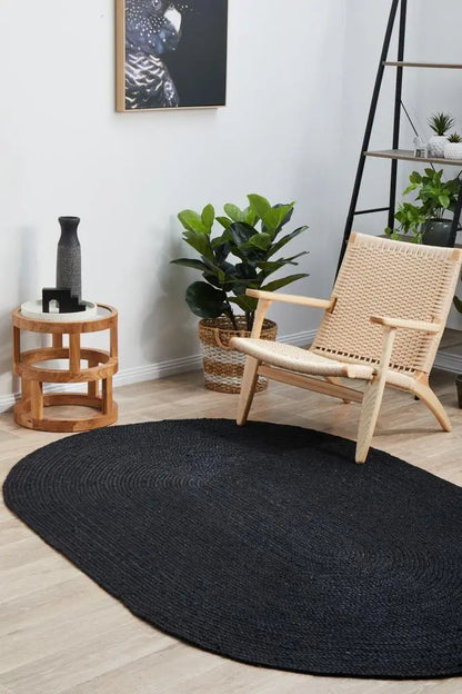 Bondi Natural Black Oval Jute Rug RUG CULTURE