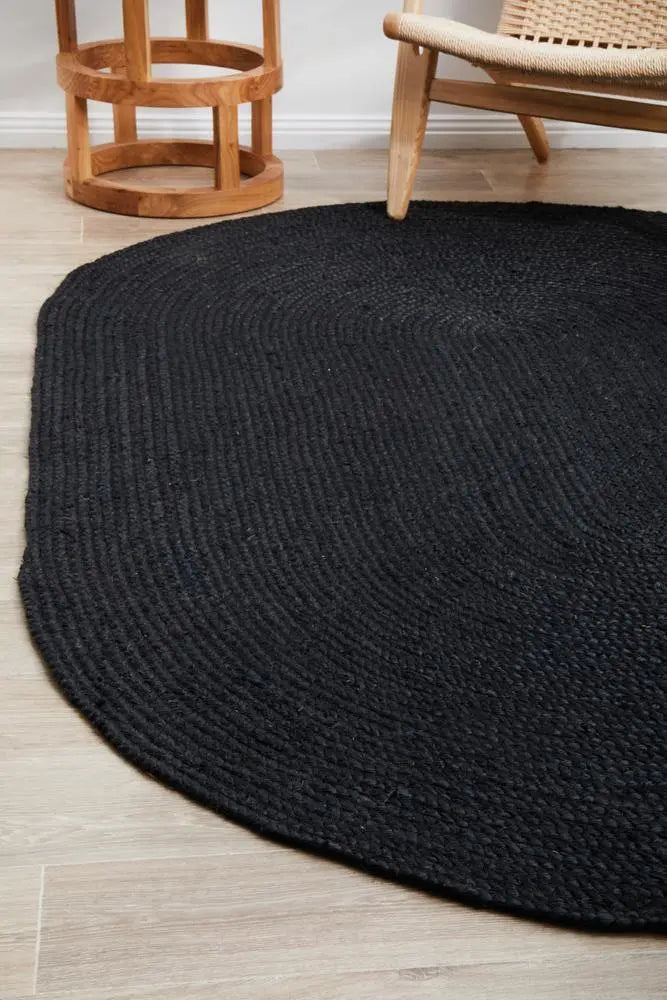Bondi Natural Black Oval Jute Rug RUG CULTURE