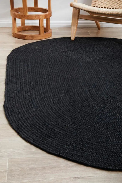 Bondi Natural Black Oval Jute Rug RUG CULTURE