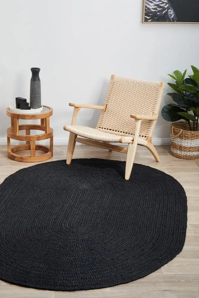 Bondi Natural Black Oval Jute Rug RUG CULTURE