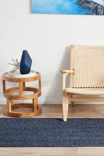 Bondi Navy Runner Jute Rug RUG CULTURE